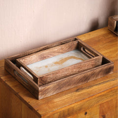 White and Gold Tray - Set of 2