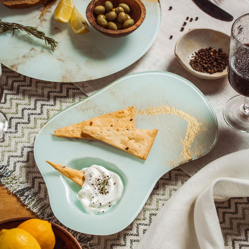 White and Gold Chip Dip Platter