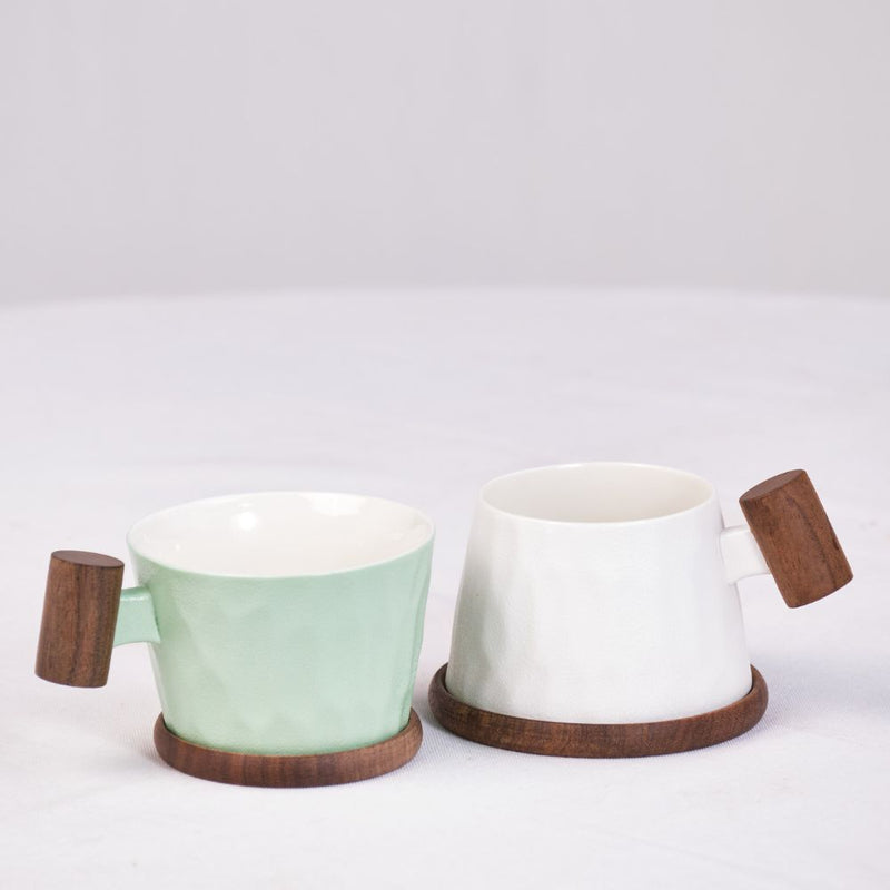 White and Mint Green Set of 2 Couples Cup