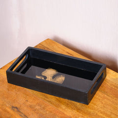 Black and Gold Maple Leaf Tray - Set of 2