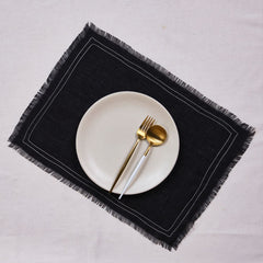 Minerva Black Linen Placemats - Set of 2