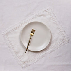 Minerva White and Natural Linen Placemats - Set of 2