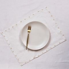 Sarah Ivory and Natural Linen Placemats - Set of 2