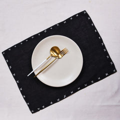 Sarah Black Linen Placemats - Set of 2