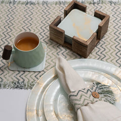 Mint Green Coffee Mug With Wooden Handle