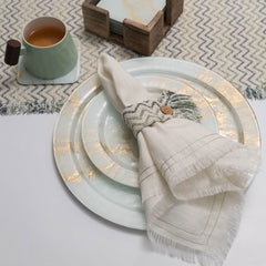 Minerva White and Natural Linen Napkins - Set of 2