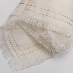 Minerva White and Natural Linen Napkins - Set of 2