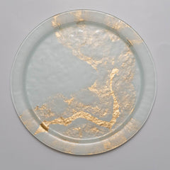 White and Gold Glass Dinner Plate - Set of 2