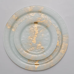White and Gold Glass Side Plate - Set of 2