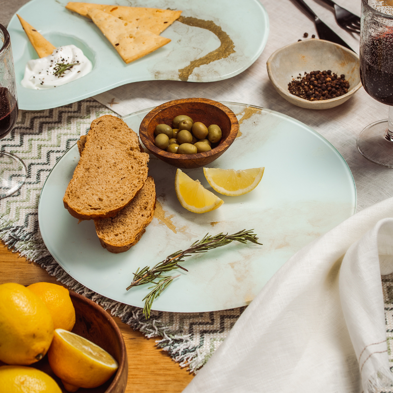 White and Gold Lazy Susan