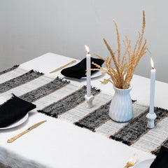 Pandora White and Black Table Runner