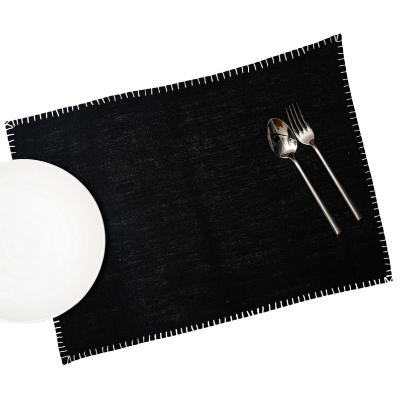 Moksha Black (Linen) Placemat - Set of 2