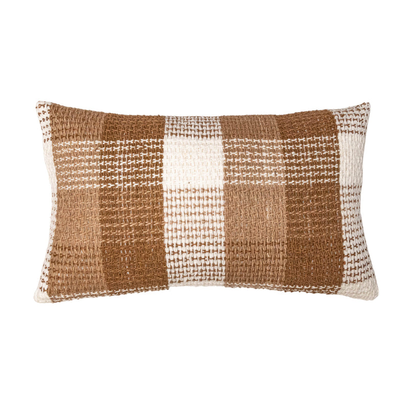 Riha White and Natural Lumbar Cushion Cover