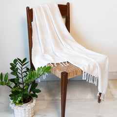 Veda Ivory White Throw Blanket