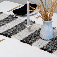 Pandora White and Black Table Runner