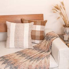 Riha White and Natural Cushion Cover