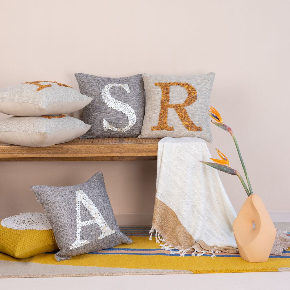 Monogram Pearl Personalised Cushion Cover – Weavorks