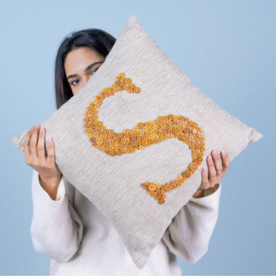 Monogram Wood Personalised Cushion Cover